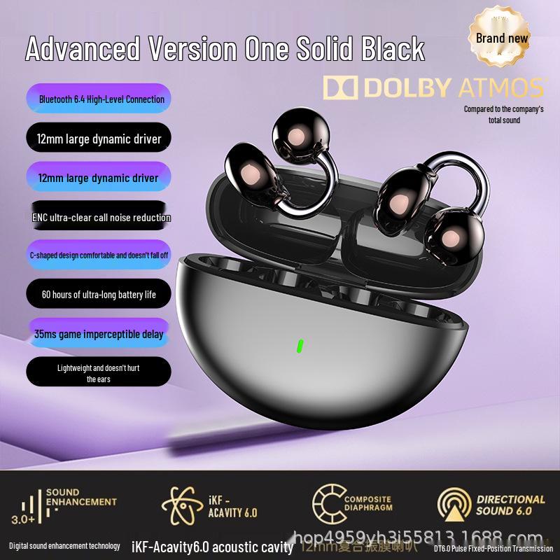 S80 Bone Conduction Wireless Earphones: Long Battery, Noise Cancelling, Clip-On Design for Sports and Gaming