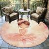 800g/m² Ballerina Rosa Runde Matte Matte-Rutschfest Saugfähig Waschbar Weiche Matte,Ballerina Tanz Design für Badezimmer,Küche,Wohnzimmer,Camping,/O