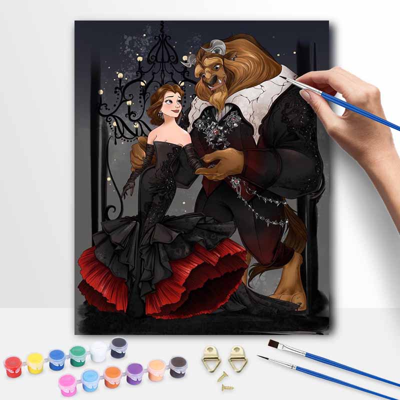 Disney Beauty and the Beast oil paint by numbers painting kit handmade diy home decor gifts wall art canvas picture artistic craft