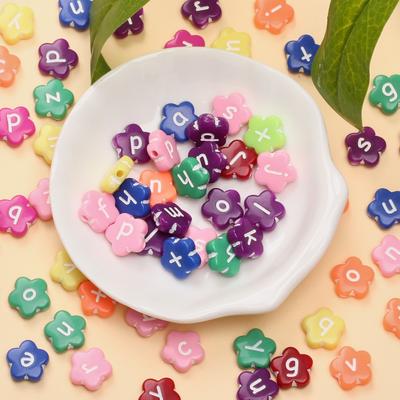 40Pcs Flower Letter Beaded Acrylic Letter Spacing Beads 10.5mm Beads For DIY Craft Jewelry Making Bracelet Necklaces
