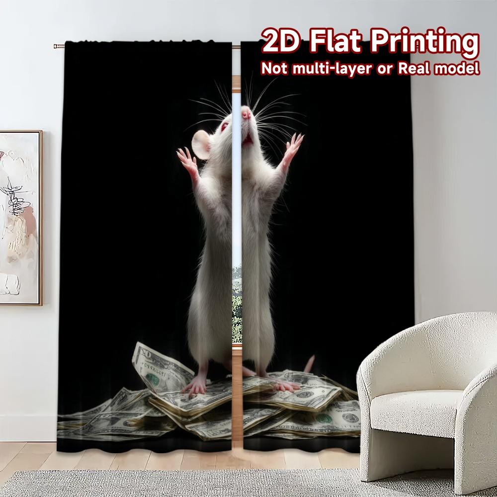 2pcs, 2D FLAT PRINTING Curtains (Without Rod) MoneyMouse Popular Fashionable Curtains Yarn Curtains Decorations For Home Ldeal