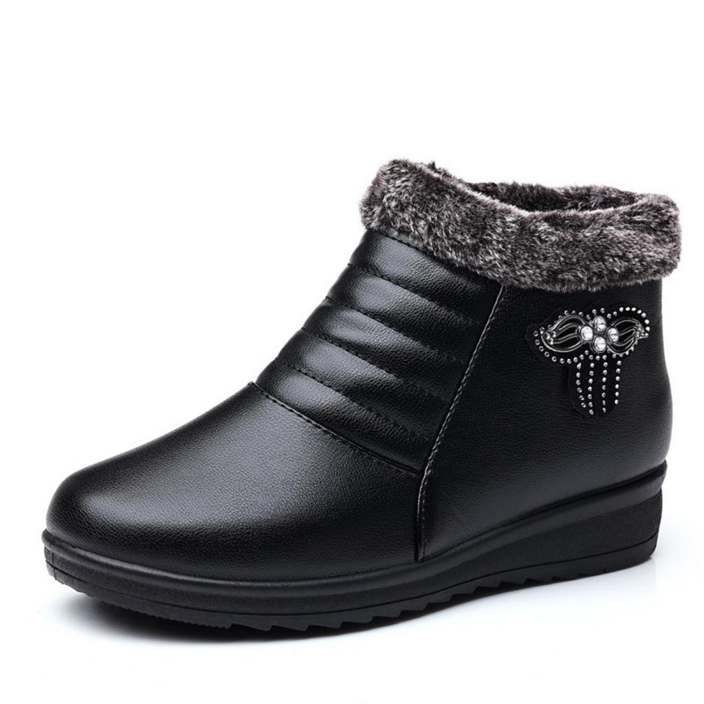 Winter Shoes, Cotton Shoes, Large Size, Warm and Comfortable, with Added Fleece and Anti Slip, Flat Bottomed Soft Soled Leather Shoes