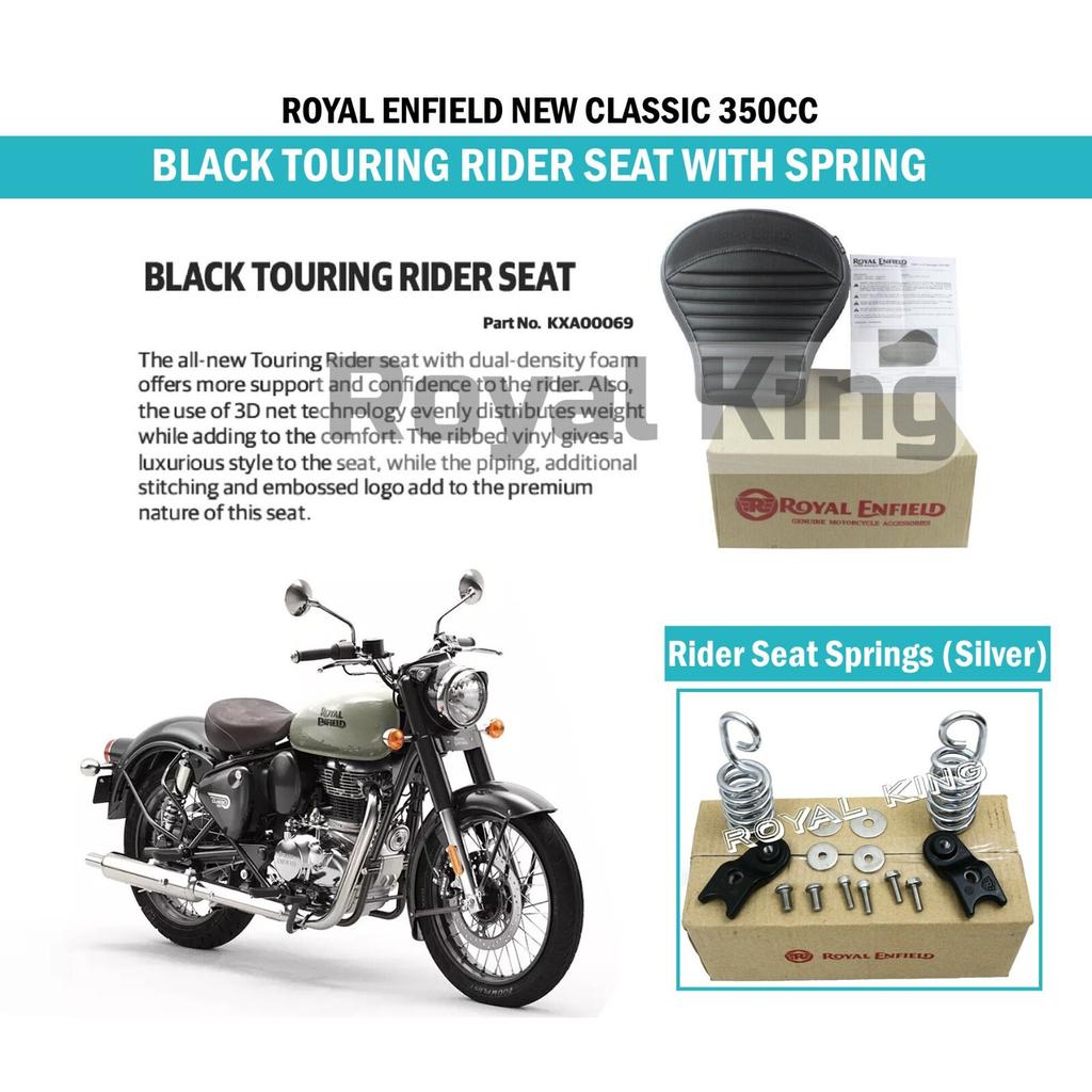 Royal Enfield "New Classic 350" Reborn "Black Touring Rider Seat" With "Spring"
