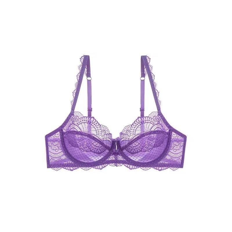 Women's Summer Thin Sexy Lace Soft Underwire Collection Pair of Milk Anti Droop Underwear