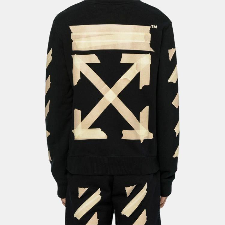 Off-White Tap Arrows Mens Logo Long Sleeve Round Neck Sweater Tape Men's OMBA025R20E300021048