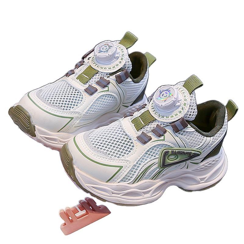 Children's platform button sneakers spring and autumn 2025 new dad shoes boys and girls soft-soled casual sneakers trend