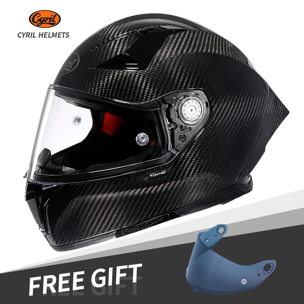

Unisex Lightweight Carbon Fiber Kevlar Full Face Motorcycle Street Bike Helmets Racing Helmet DOT ECE Approved CYRIL Casque Moto M