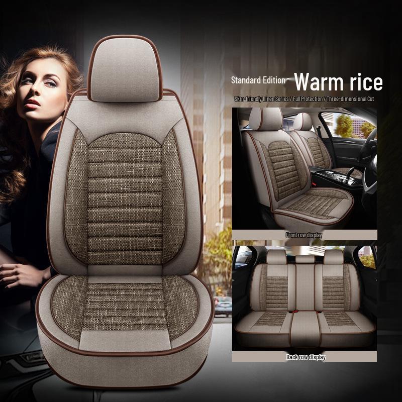 Universal Four-Color Linen Car Seat Cushion - Breathable, All-Season, Fits 95% of Models