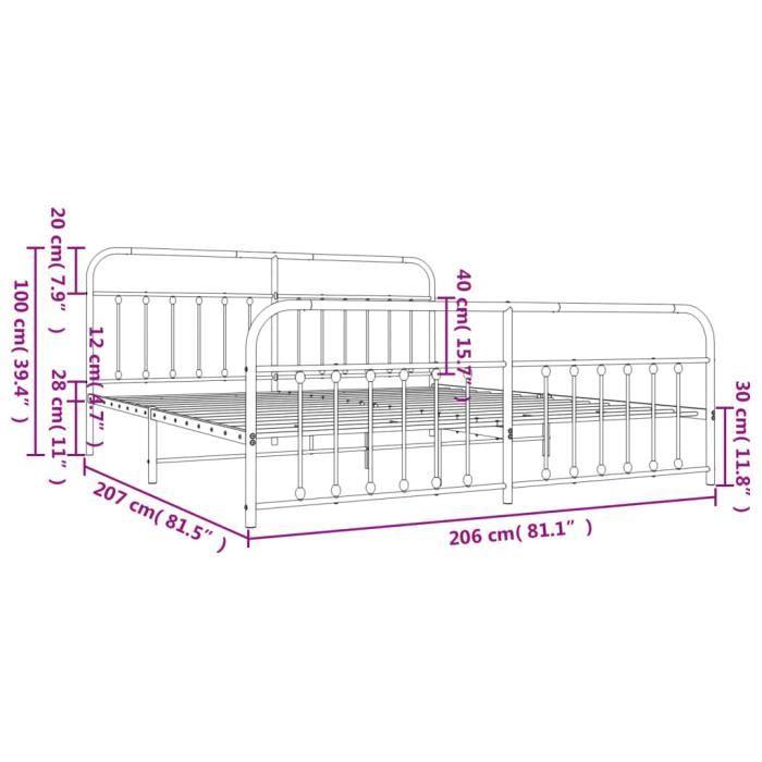 VidaXL Metal Bed Frame with Headboard-Footboard White 200x200cm 352652