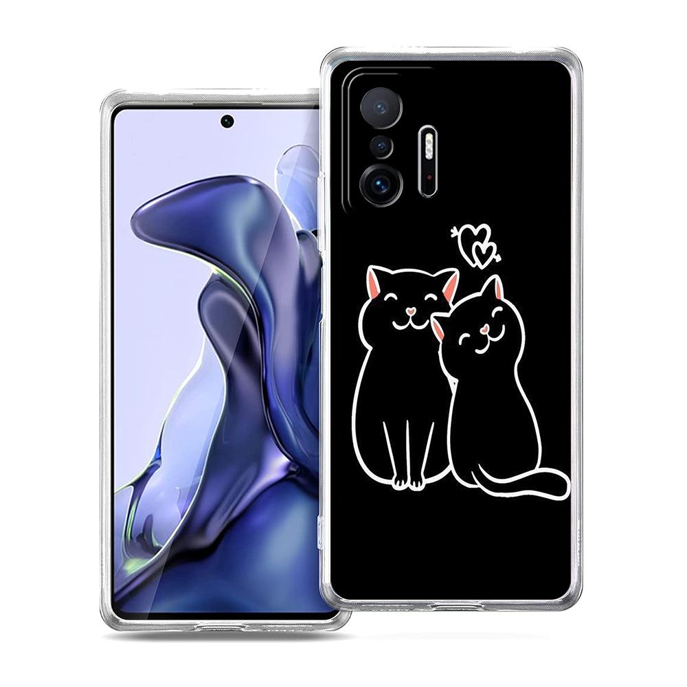 Transparent Phone Case for Xiaomi Mi 14 13 12 11 Ultra 13T 12T 11T Poco X3 NFC F3 F6 Pro Lite 5G Soft TPU Cute Line Cat Pattern