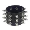 DIEZI Punk Gothic Goth Men Leopard Bracelet For Women Men Harajuku Vintage Black PU Leather Rivet Charm Bracelet Bangles Jewelry