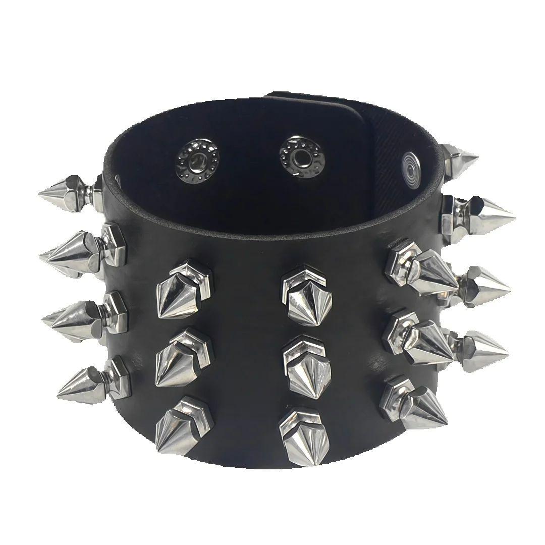 

DIEZI Punk Gothic Goth Men Leopard Bracelet For Women Men Harajuku Vintage Black PU Leather Rivet Charm Bracelet Bangles Jewelry чёрный