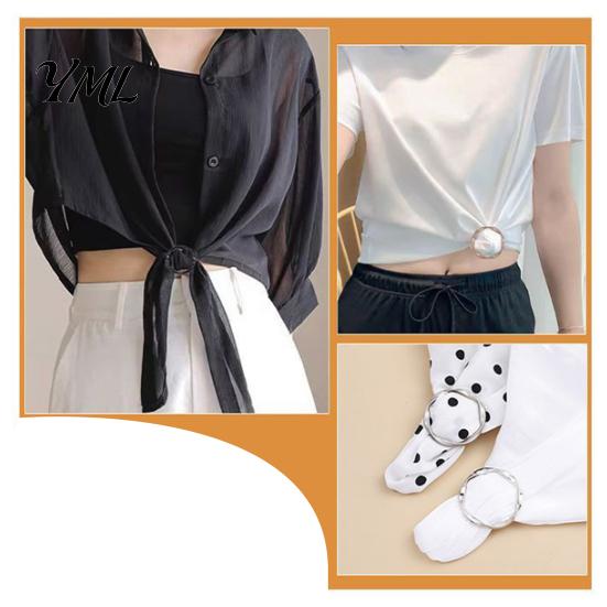 Clothing Styling Tool Shirt Ties Clips for Women, Multifunctional Scarf Ring And Slides, T-Shirt Waist Tightener Cincher Tightening Buckle Knot