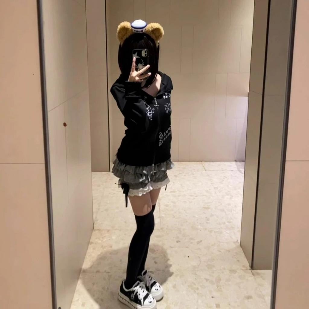 VAYLA Urechi de Pisică Drăguțe Japoneze E-Girls Subcultură Slim Versatil Anime Hanorace cu Glugă Mânecă Lungă