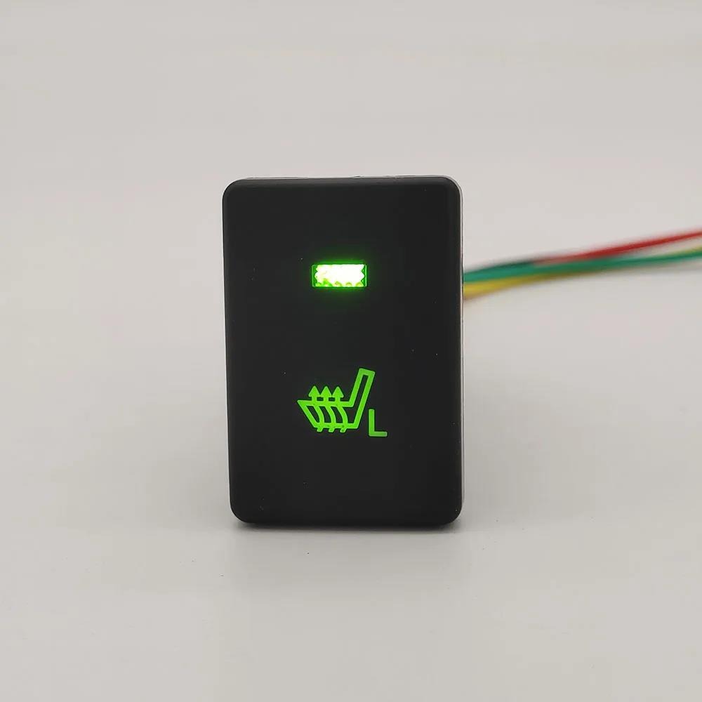 1 Pair Green LED Light Right and Left Car Seat Heating Button Switch With Connecting Wire For Toyota Camry Prius Corolla PRADO