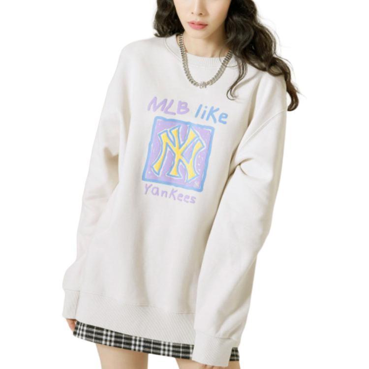 MLB New York Yankees Sweatshirts Unisex Beige Crew Neck Moderate Regular 3AMTL6116-50CRS