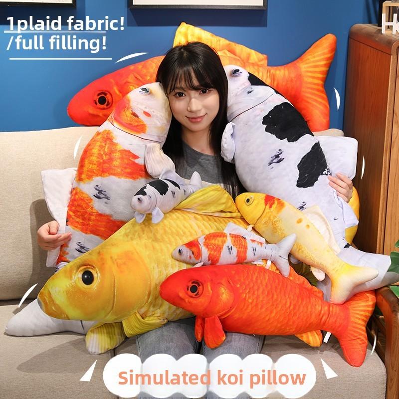 Red Koi Fish Plush Doll With Short Plush Material And Fluffy Structure For Living Space Decor