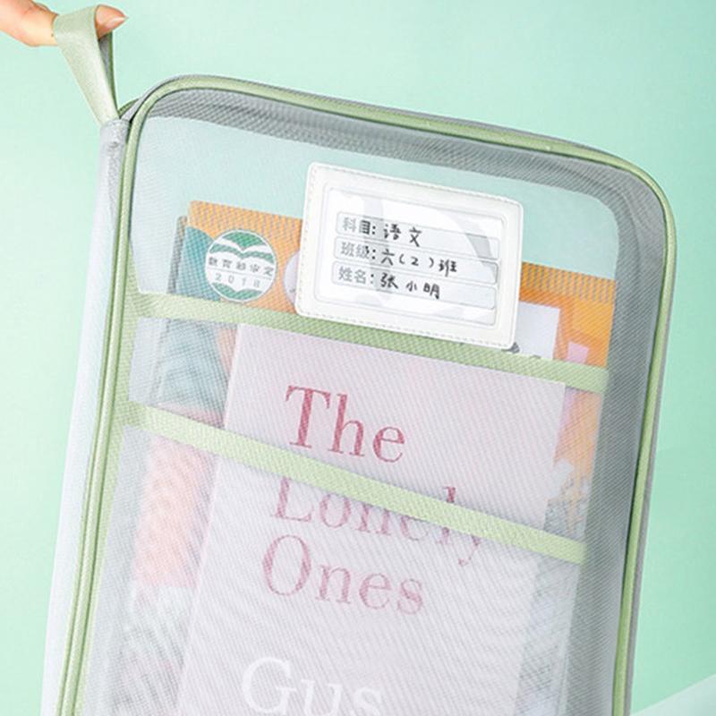 A4 Stationery Storage Bag Double-Layer Mesh Zipper Bag Large Capacity Organizer Folders School Office Supplies Stationary Bag
