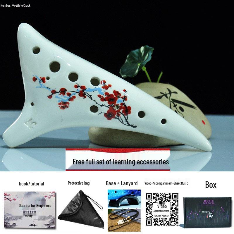 

12-дырочная окарина до мажор для начинающих с учебником - Идеальный подарок, рекомендованный учителем для студентов, расписанный вручную дизайн