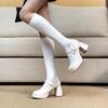 High Heels Women's Wedding Shoes 2025 New Pearl One-word Strap Mary Jane Shoes Thick Heel Round Head Single Shoes French Bridesmaid Shoes
