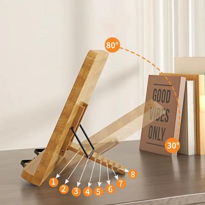 Adjustable Desk Bookstand Wooden Bookshelf Book Holder Reading Rest Computer Stand Reading Rack Foldable Book Holder Tray