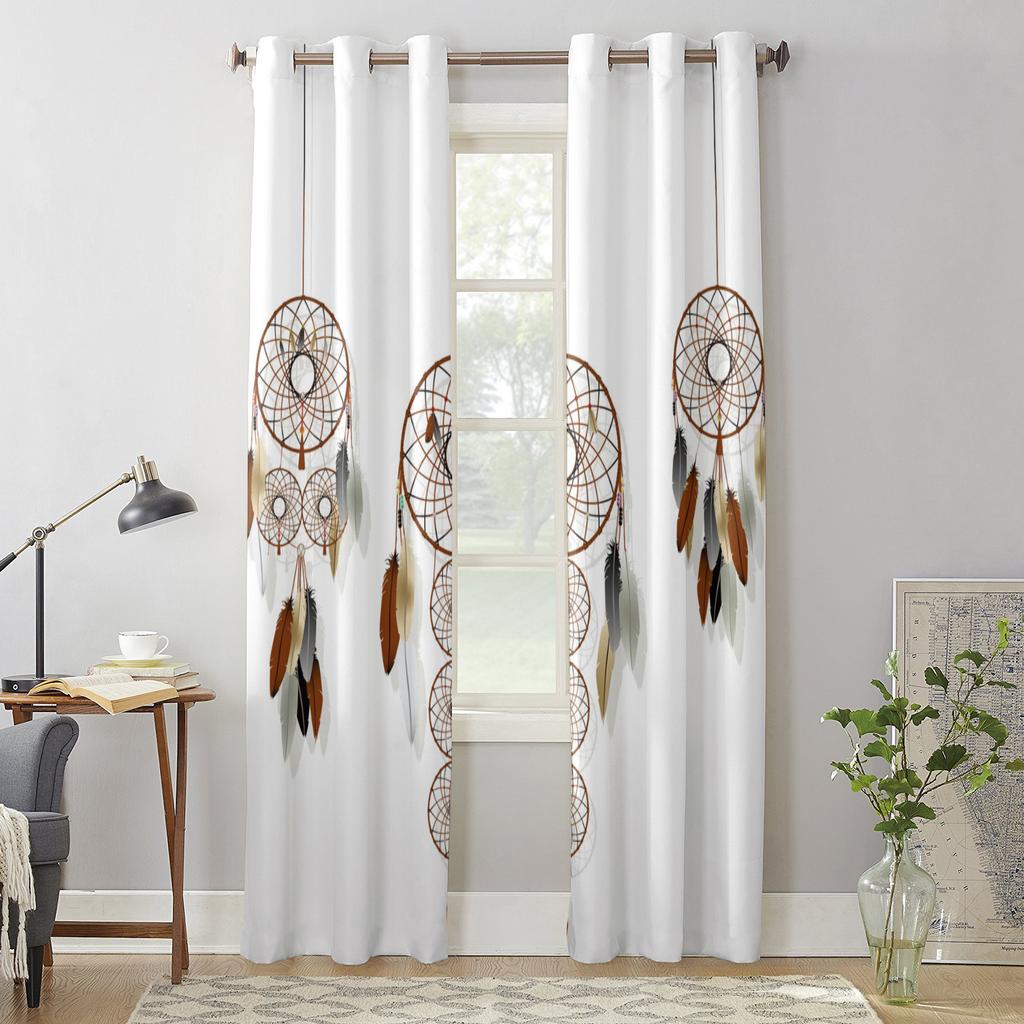 Dream Catcher Watercolor Feather Pattern Modern Window Curtains for Living Room Bedroom Curtain Blinds Drapes Door Curtains