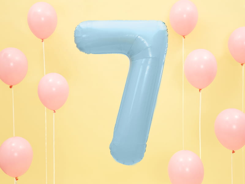 Balon Foliowy Cyfra "7" Błękitny 86 Cm