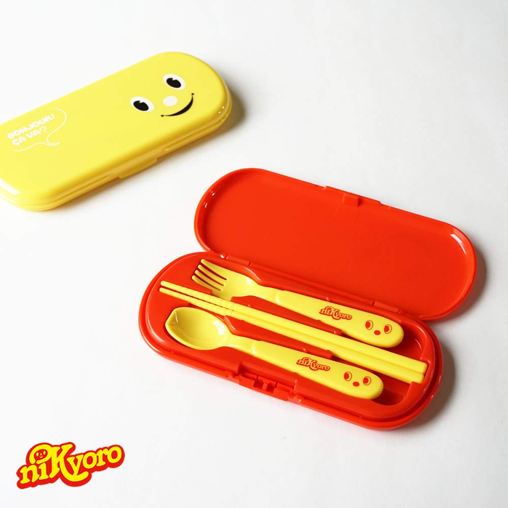 Padou Nikkyoro Cutlery Trio Set with for Lunch Cutlery Made In Japan X X (Red) Lid, Kindergarten, Nursery, Children, Lightweight, Box, Spoon, Fork,