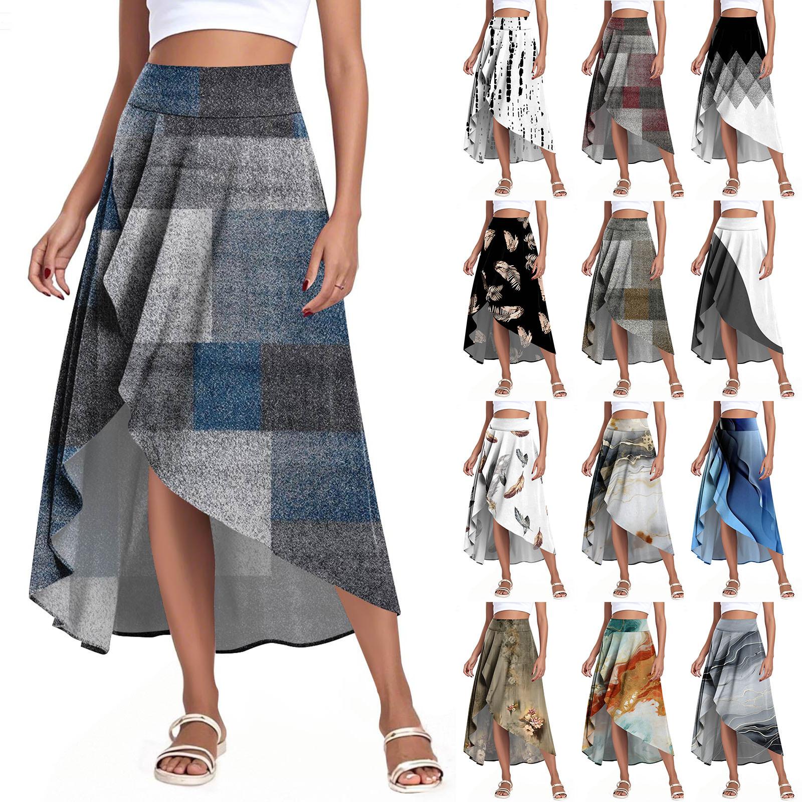 

Women s Fashion Casual Printed Slit Ruffle High Waisted Fluttering Shorts Skirt XL білий