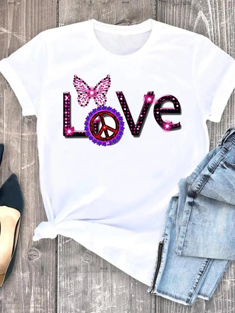 Women Tshirts Casual Sleeve Regular FeUnisex Graphic Tops Clothes Summer Clothing Leopard Heart Sweet Fashion Aesthetic Clothes