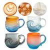 Caneca de Café Tema Oceano para Amantes de Decoração Costeira Fãs Design de Onda do Mar Texturizada Caneca Pôr do Sol de Vidro do Mar para Café Chá Vinho Cocktails