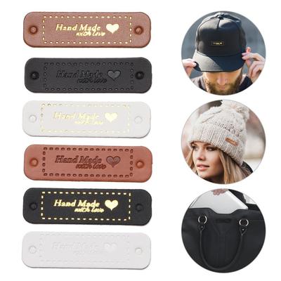 Fashion Hat Bag Decoration Bronzing Tags Leather Handmade Labels Hand Made With Love Garment Label