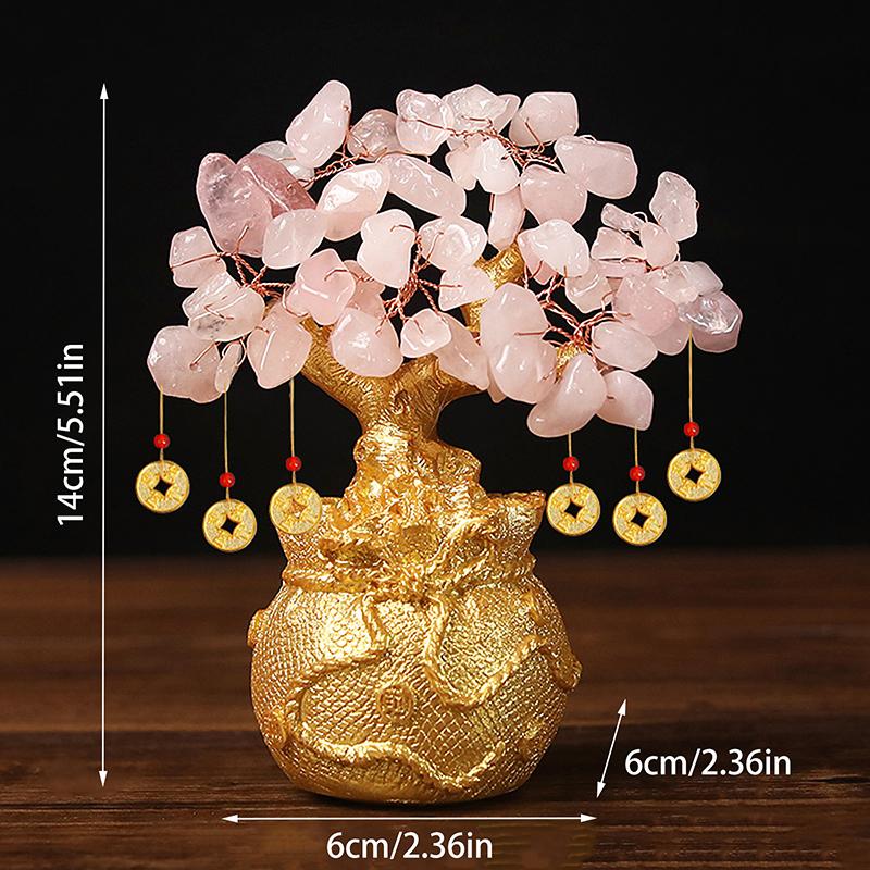 Lucky Tree Wealth Yellow  Tree Natural Money Tree Ornaments Bonsai Style Wealth Luck Feng Shui Ornaments Craft