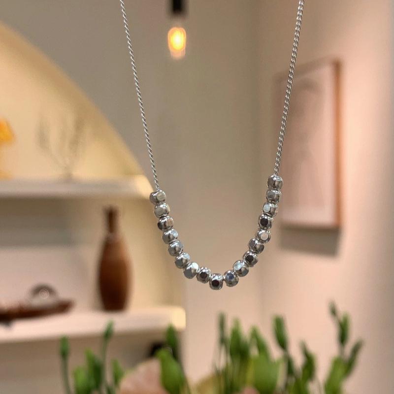 Su Chuang Women s S925 Sterling Silver Crushed Square Clavicle Necklace - Niche Design, High-Class, Cold Style. 925 Silver
