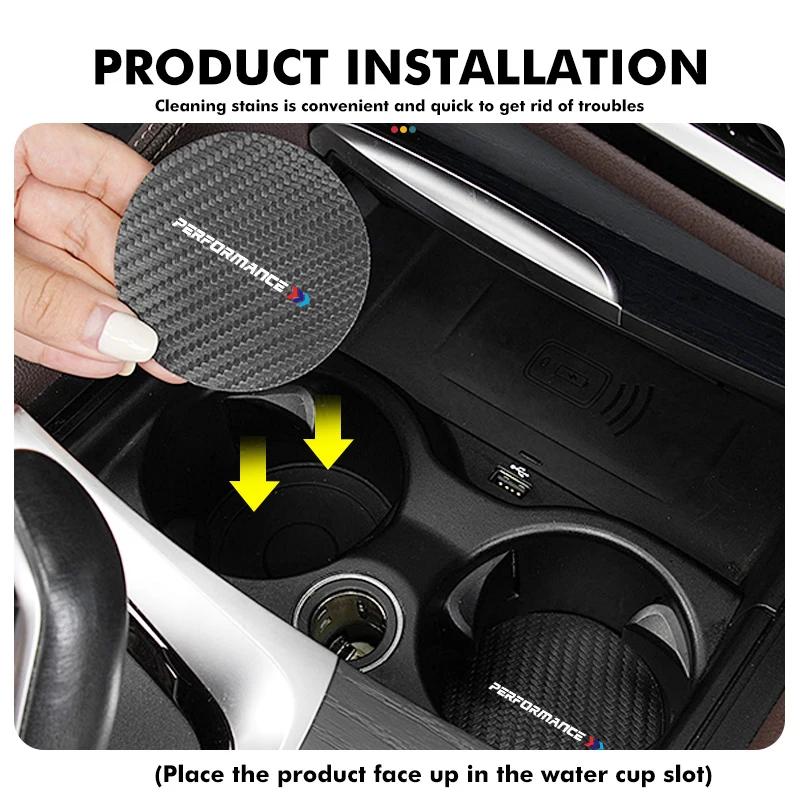 2pcs Car Coaster Water Cup Holder Anti-Slip Pads Accessories For BMW Performance M Alpina iX iX1 iX2 iX3 iX4 iX5 iX7 F11 E30
