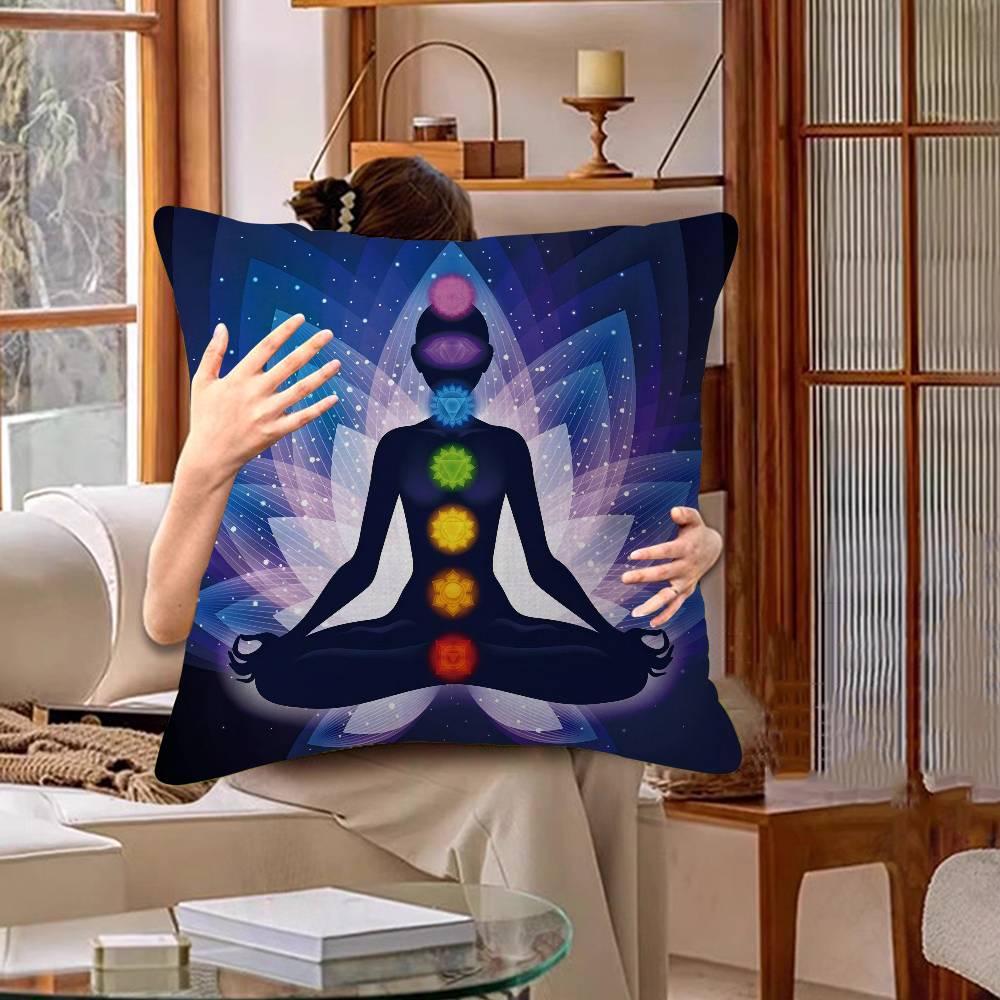 Meditation Seven Chakra Pillow Gift Home Office Decoration Bedroom Sofa Car Cushion Cover Case 45X45