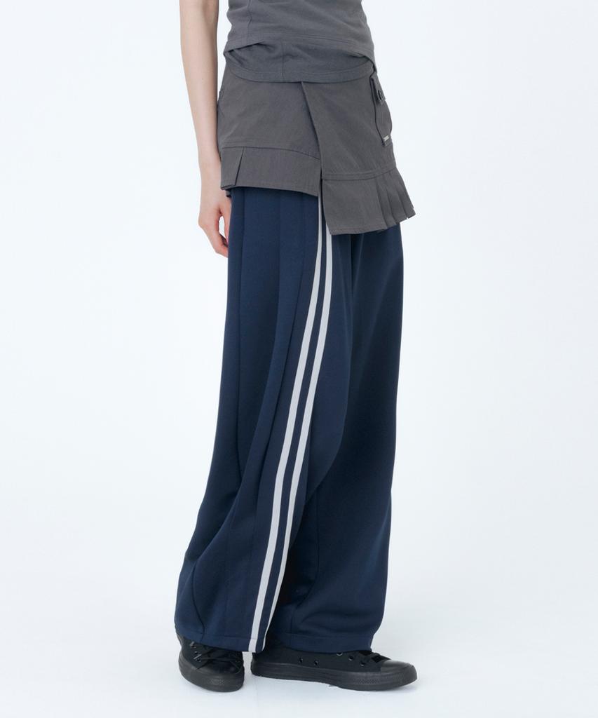 MISEKI SEOUL Track Pleats Skirt Pants Set Navy