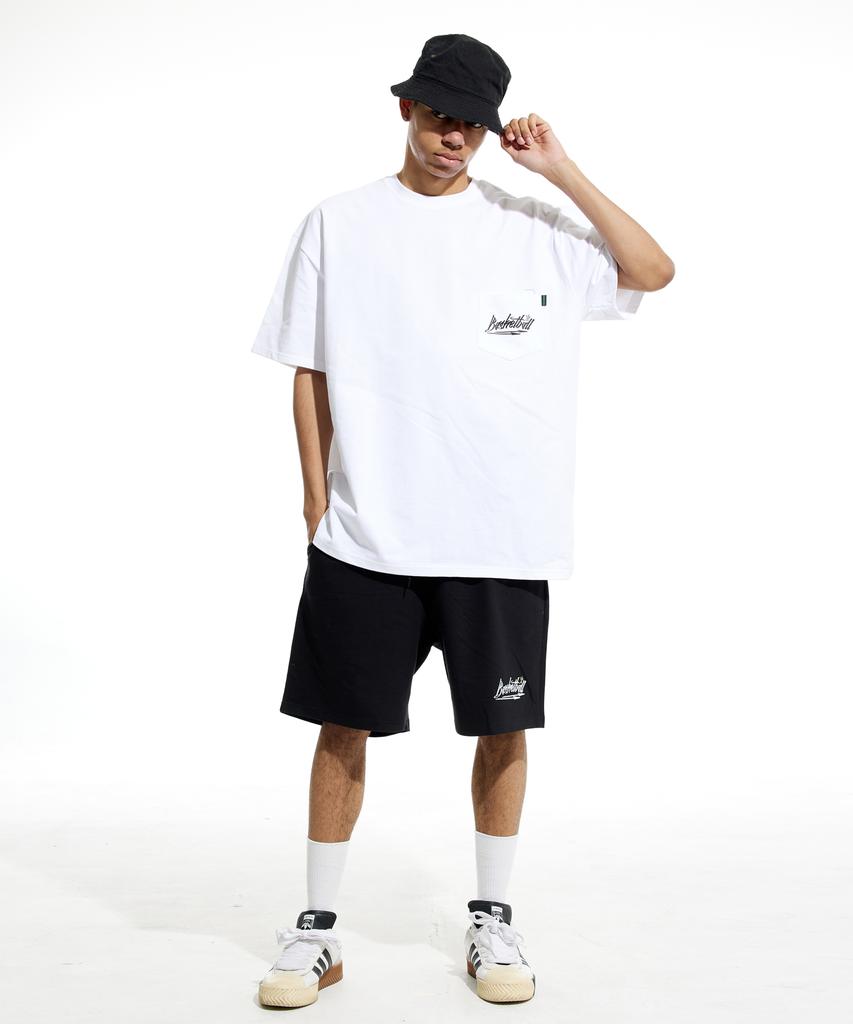 CREAM SODA LAB Basketball Oversized Heavyweight Pocket Short Sleeve T-Shirt White Black