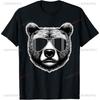 Cooler Bär Flieger Sonnenbrille Grafik T-Shirt