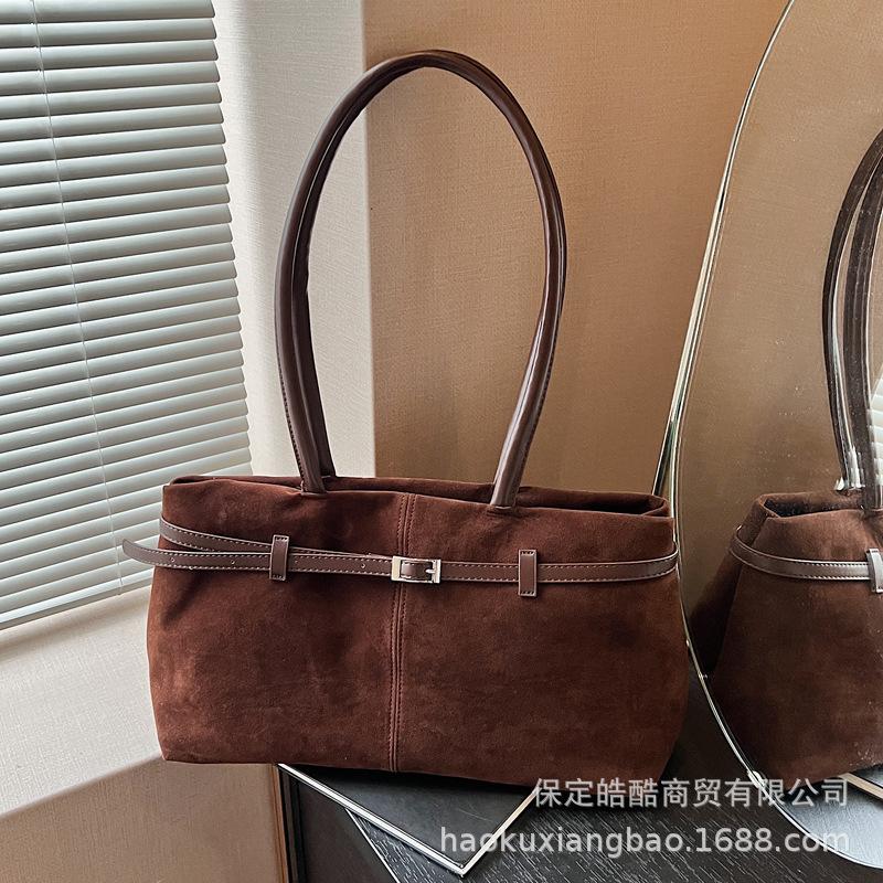 Large capacity casual temperament commuter tote bag 2025 trendy women's Korean version ins shoulder bag fashion trendy high sense