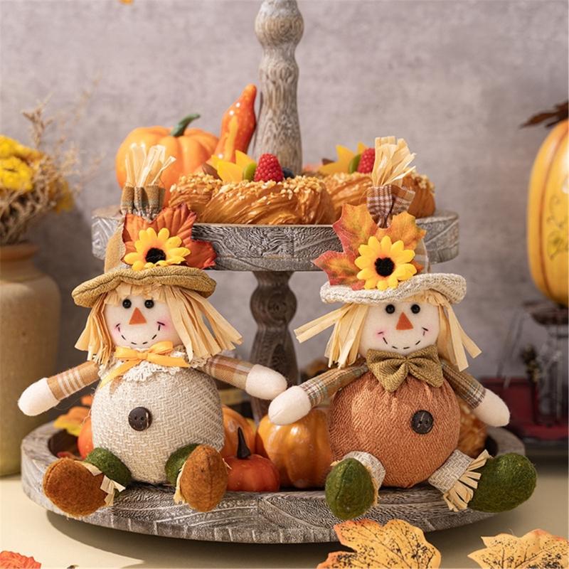 Handmade Scarecrows Sphere Hanging Decors Comfortable Straw Scarecrows Hanging Sphere for Seasonal Home Embellishment