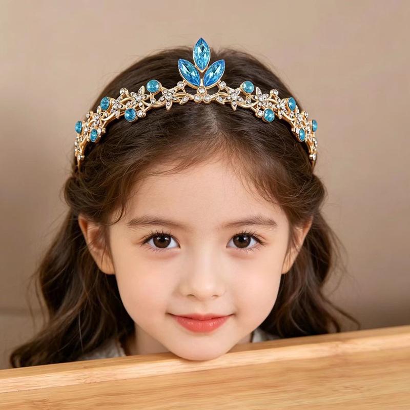 Korean Rhinestone Princess Crown Headband for Girls – Birthday & Performance Headdress