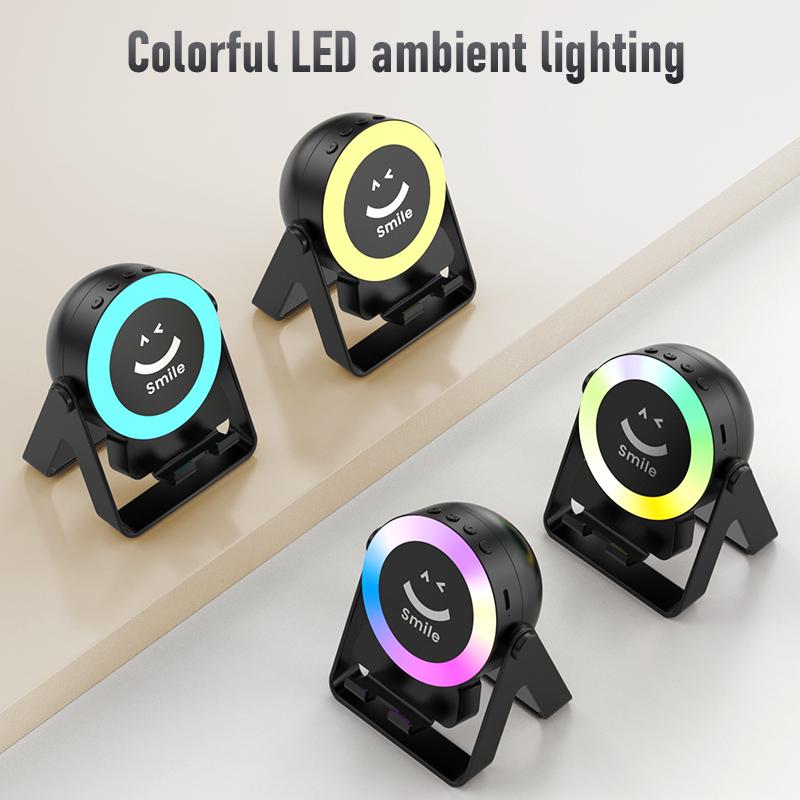 Multifunction 4 IN 1 Wireless Induction Audio Bluetooth Speaker, 360° Rotation Stand with LED-Universal Speaker Stands
