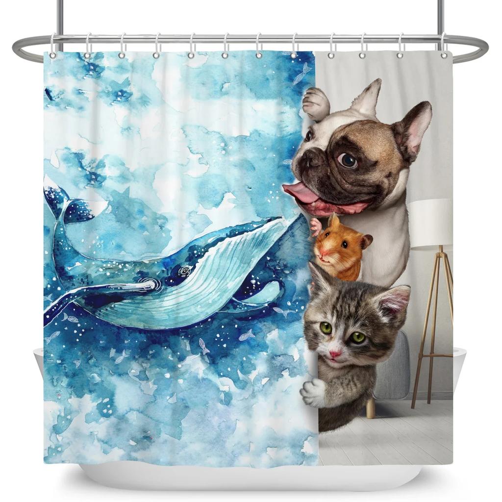 Elegant Black Cats With Gold Accents Print Water-Resistant Shower Curtain For Stylish And Modern Bathroom Decor, Unique Design