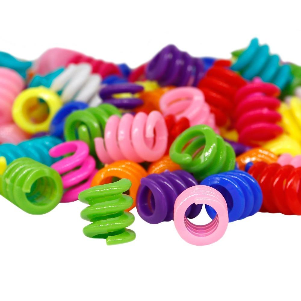 50pcs Charm Dreadlocks Beads Big Hole Hair Braid Tubes Spring Dreadlock Ring  for Women Girls