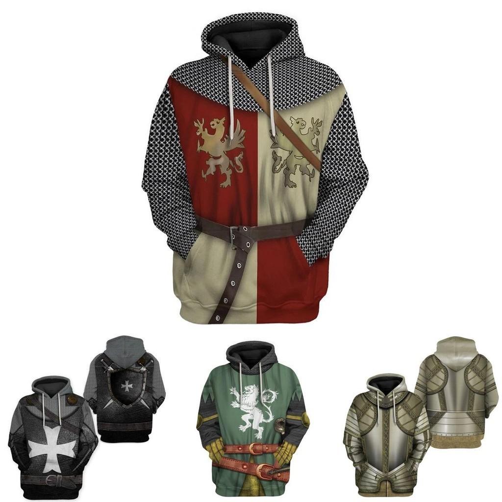 Medieval Knight Hoodie Pullover For Men And Women With Vibrant 3d Printing Design