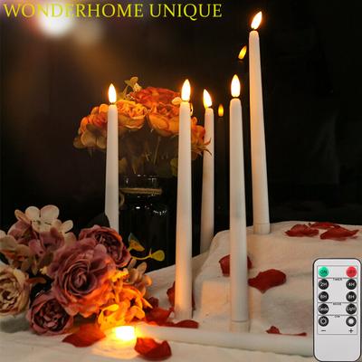 6 Pezzi Candele LED Senza Fiamma Candele Coniche Tremolanti Candele Lampada con Stoppino 3D con Telecomando Candeline per Matrimonio Decorazione Casa