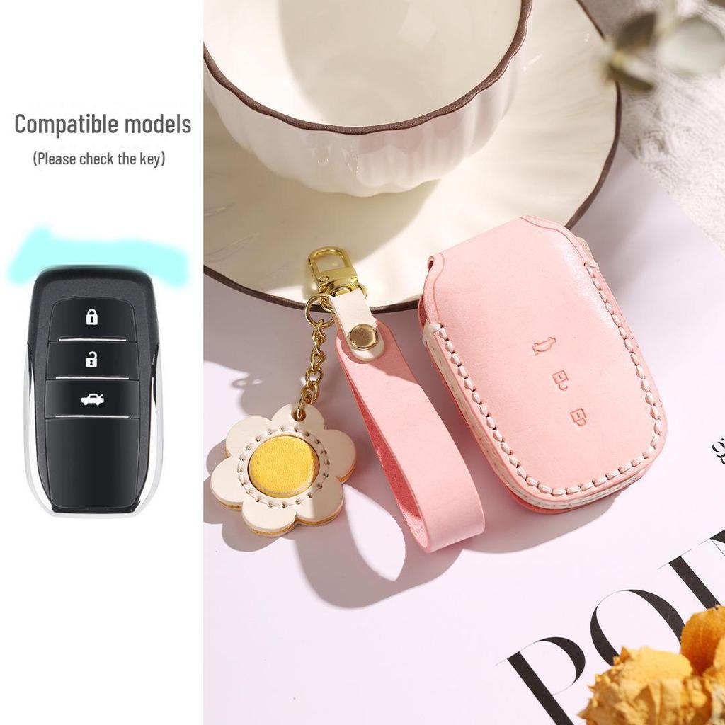Handcrafted Leather Key Cover for Toyota Models (Asia Dragon, Camry, Senna, Corolla) - Mist Wax Vegetable-Tanned Cowhide