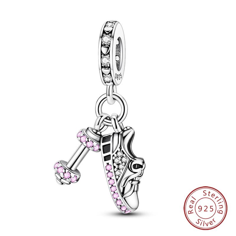Fit 925 Silver Charms Beads Little Bear Lamb Little Flying Pig Pink Charms For Women DIY Birthday Jewelry Gift