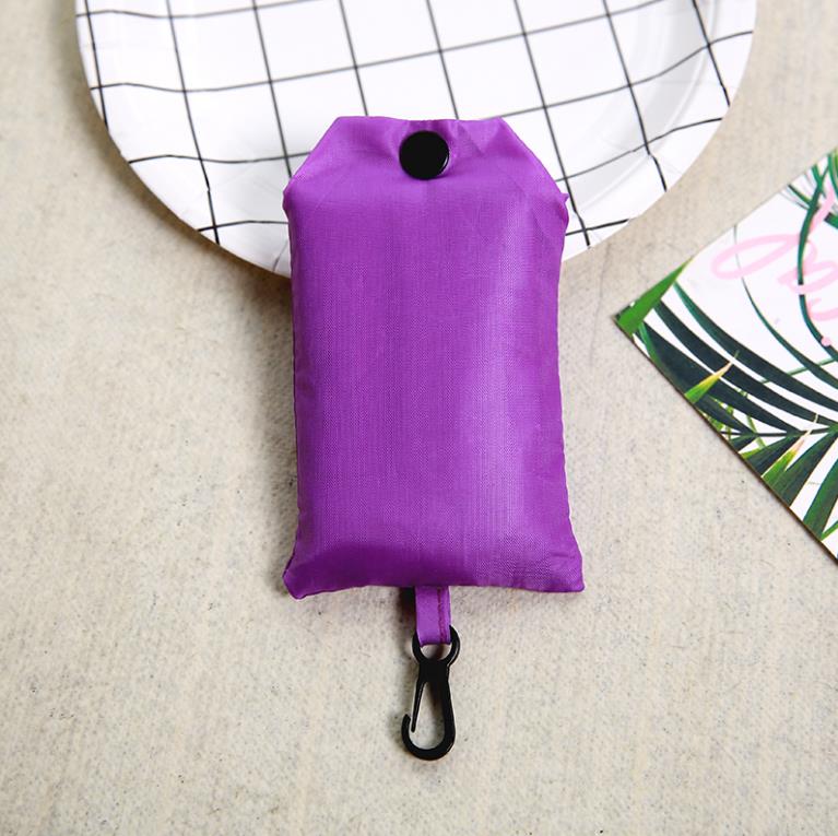 Shopping Bag Solid Color Eco-friendly Folding Reusable Portable Shoulder Handbag Polyester for Travel Grocery